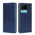 For vivo iQOO Neo7 Cow Texture Magnetic Leather Phone Case(Blue) - 1