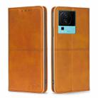 For vivo iQOO Neo7 Cow Texture Magnetic Leather Phone Case(Light Brown) - 1