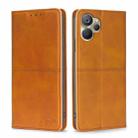 For Realme 9i 5G Global/10 5G Cow Texture Magnetic Leather Phone Case(Light Brown) - 1