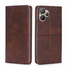 For Realme 9i 5G Global/10 5G Cow Texture Magnetic Leather Phone Case(Dark Brown) - 1