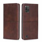 For ZTE Blade A52 Lite Cow Texture Magnetic Leather Phone Case(Dark Brown) - 1