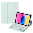 For iPad 10th Gen 10.9 2022 SA-10C Bluetooth Touch Keyboard Leather Tablet Case with Pen Slot(Light Green) - 1