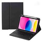 For iPad 10th Gen 10.9 2022 SA-10C Bluetooth Touch Keyboard Leather Tablet Case with Pen Slot(Black) - 1