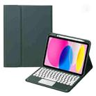 For iPad 10th Gen 10.9 2022 SA-10C Bluetooth Touch Keyboard Leather Tablet Case with Pen Slot(Dark Green) - 1