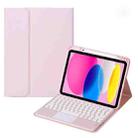 For iPad 10th Gen 10.9 2022 SA-10C Bluetooth Touch Keyboard Leather Tablet Case with Pen Slot(Pink) - 1