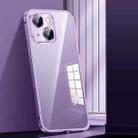 For iPhone 14 Spring Buckle Metal Transparent Phone Case with Lens Protection(Dark Purple) - 1