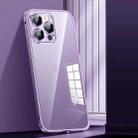 For iPhone 13 Pro Spring Buckle Metal Transparent Phone Case with Lens Protection(Dark Purple) - 1