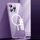 For iPhone 13 Pro Max MagSafe Spring Buckle Metal Transparent Phone Case with Lens Protection(Dark Purple) - 1