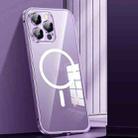 For iPhone 12 Pro Max MagSafe Spring Buckle Metal Transparent Phone Case with Lens Protection(Dark Purple) - 1