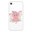 For iPhone SE 2022 / SE 2020 Shockproof Painted Transparent TPU Protective Case(Little Pink Elephant) - 1