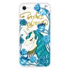 For iPhone SE 2022 / SE 2020 Shockproof Painted Transparent TPU Protective Case(Blue Flower Unicorn) - 1