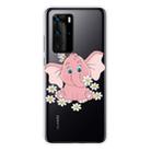For Huawei P40 Shockproof Painted Transparent TPU Protective Case(Little Pink Elephant) - 1