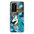 For Huawei P40 Shockproof Painted Transparent TPU Protective Case(Blue Flower Unicorn) - 1