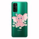 For Huawei Honor 30S Shockproof Painted Transparent TPU Protective Case(Little Pink Elephant) - 1