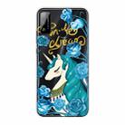 For Huawei Honor Play 4T Shockproof Painted Transparent TPU Protective Case(Blue Flower Unicorn) - 1