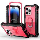 For iPhone 14 Pro Two-color Ring Holder Phone Case(Black + Rose Red) - 1