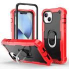 For iPhone 14 Two-color Ring Holder Phone Case(Red + Black) - 1