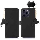 For iPhone 13 Pro Max Genuine Leather Magnetic RFID Leather Phone Case(Black) - 1