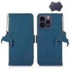 For iPhone 13 Pro Max Genuine Leather Magnetic RFID Leather Phone Case(Blue) - 1