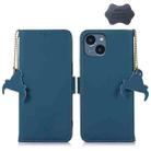 For iPhone 13 Genuine Leather Magnetic RFID Leather Phone Case(Blue) - 1