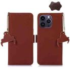 For iPhone 14 Pro Genuine Leather Magnetic RFID Leather Phone Case(Coffee) - 1