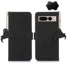 For Google Pixel 7 Pro Genuine Leather Magnetic RFID Leather Phone Case(Black) - 1