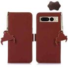 For Google Pixel 7 Pro Genuine Leather Magnetic RFID Leather Phone Case(Coffee) - 1