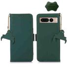 For Google Pixel 7 Pro Genuine Leather Magnetic RFID Leather Phone Case(Green) - 1