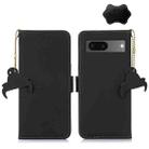 For Google Pixel 7 Genuine Leather Magnetic RFID Leather Phone Case(Black) - 1