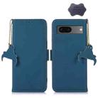 For Google Pixel 7 Genuine Leather Magnetic RFID Leather Phone Case(Blue) - 1