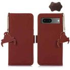 For Google Pixel 7 Genuine Leather Magnetic RFID Leather Phone Case(Coffee) - 1