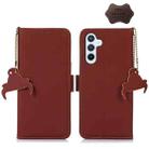 For Samsung Galaxy A54 5G Genuine Leather Magnetic RFID Leather Phone Case(Coffee) - 1