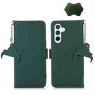 For Samsung Galaxy S22 5G Genuine Leather Magnetic RFID Leather Phone Case(Green) - 1