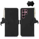 For Samsung Galaxy S22 Ultra 5G Genuine Leather Magnetic RFID Leather Phone Case(Black) - 1