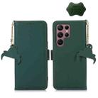 For Samsung Galaxy S22 Ultra 5G Genuine Leather Magnetic RFID Leather Phone Case(Green) - 1