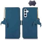 For Samsung Galaxy S23 5G Genuine Leather Magnetic RFID Leather Phone Case(Blue) - 1