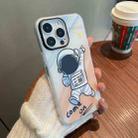 For iPhone 14 Plus IMD Pattern TPU Phone Case(Orange White Astronaut) - 1