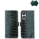 For OPPO A58 Crocodile Top Layer Cowhide Leather Phone Case(Green) - 1