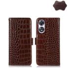 For OPPO A58 Crocodile Top Layer Cowhide Leather Phone Case(Brown) - 1