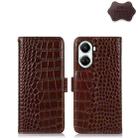 For Huawei nova 10 SE Crocodile Top Layer Cowhide Leather Phone Case(Brown) - 1