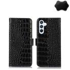 For Samsung Galaxy A54 5G Crocodile Top Layer Cowhide Leather Phone Case(Black) - 1
