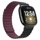 For Fitbit Versa 3 / Sense Universal Magnetic Silicone Watch Band(Black Wine Red) - 1