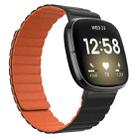 For Fitbit Versa 4 / Sense 2 Universal Magnetic Silicone Watch Band(Black Orange) - 1