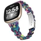 For Fitbit Versa 3 / Sense Universal Rhombus Resin Watch Band(Purple Green Flower) - 1