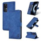 For Xiaomi 12T / 12T Pro / Redmi K50 Ultra AZNS Skin Feel Calf Texture Flip Leather Phone Case(Blue) - 1