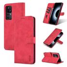 For Xiaomi 12T / 12T Pro / Redmi K50 Ultra AZNS Skin Feel Calf Texture Flip Leather Phone Case(Red) - 1