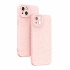 For iPhone 13 Wheat Straw Degradable Phone Case(Pink) - 1