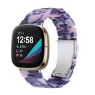For Fitbit Versa 4 / Sense 2 Universal Resin Watch Band(Dark Black Pink) - 1