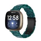 For Fitbit Versa 4 / Sense 2 Universal Resin Watch Band(Dark Green Flower) - 1
