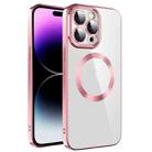 For iPhone 14 Pro Electroplating MagSafe TPU Phone Case with Lens Film(Pink) - 1